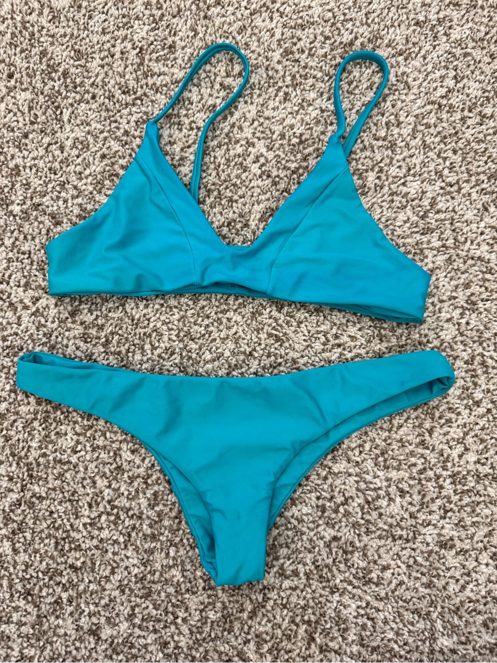 Kittenish Teal Two-Piece Bikini Set